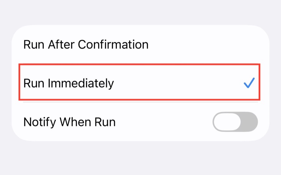 The Run Immediately option selected