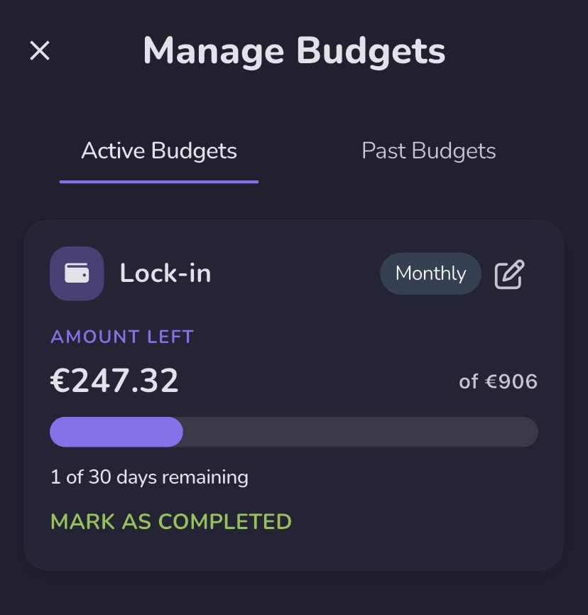 Multiple budgets management screen